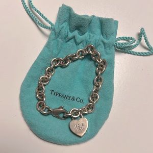 Tiffany & Co chunky chain bracelet with heart padlock